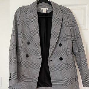 Plaid black & white blazer